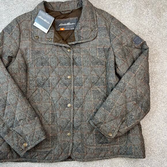 NWT Eddie Bauer Women's Quilted Plaid Water Repellent Insulated Field Jacket XL - Picture 10 of 13